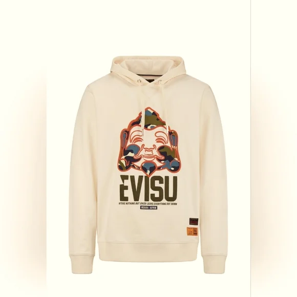 Evisu Shirts Hooded Sweatshirt With Patched Camouflage Godhead